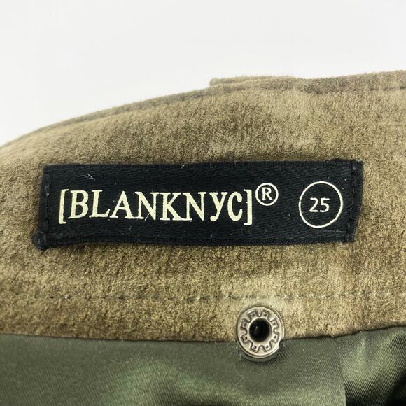 BlankNYC Women A Line Mini Moto Suede Skirt 25 Taupe Green Asymmetrical Zip FLAW - Picture 6 of 8